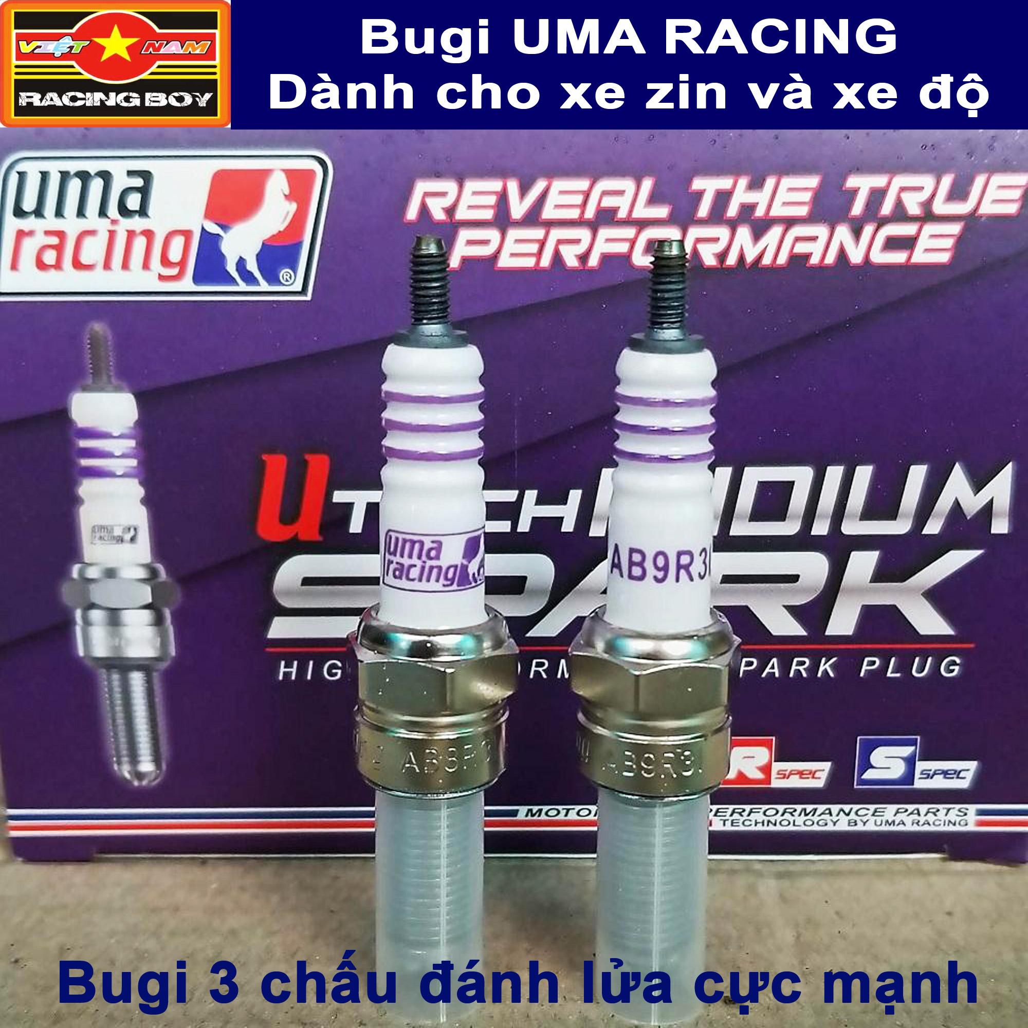 Bugi Uma Racing - Bugi bạch kim ba chấu cho xe Winner, Exciter, Raider, Satria, Sonic, SH, PCX, Airblade, Vario, Nouvo