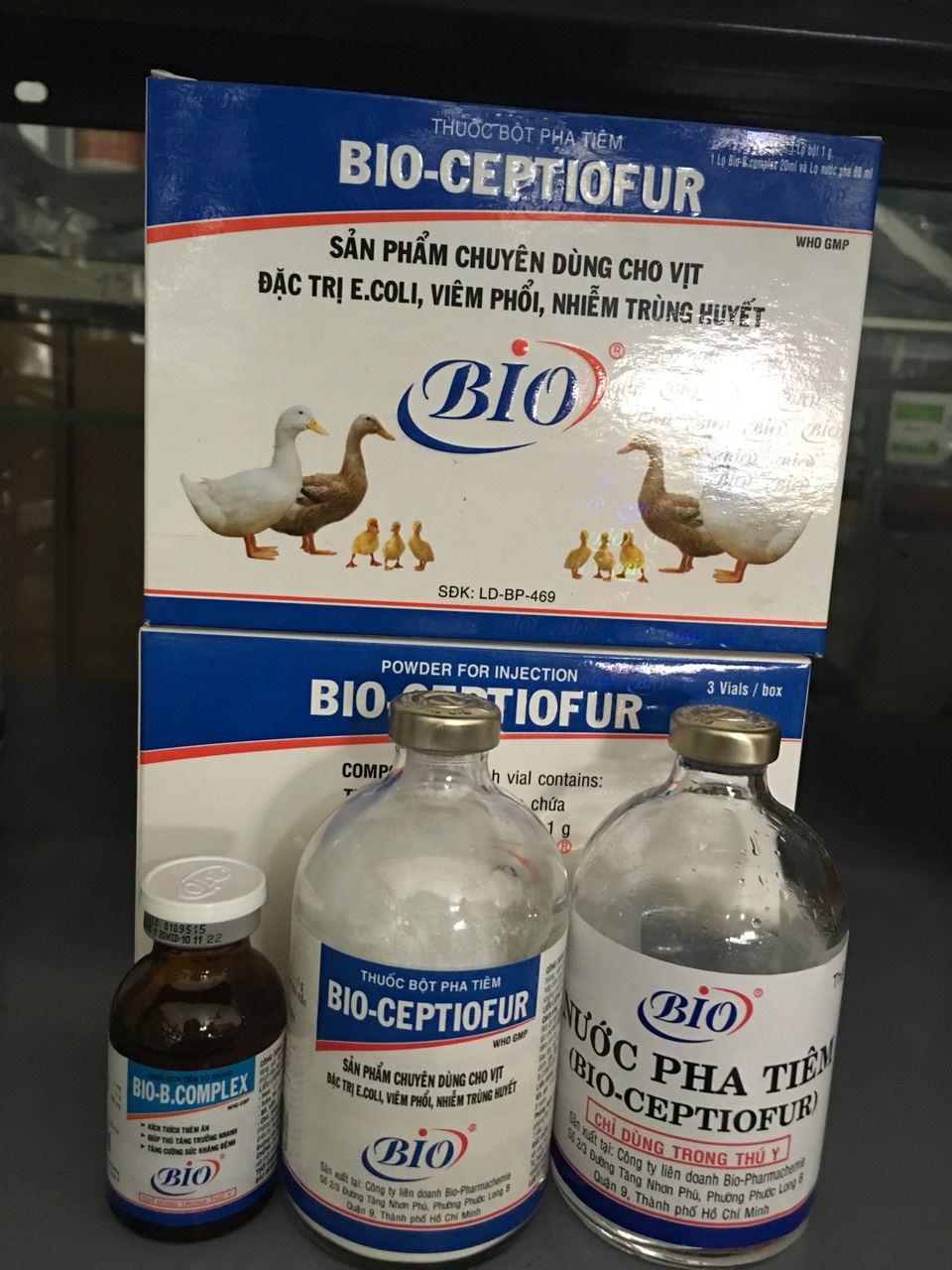 Bio ceptiofur e.coli, viêm phổi, bại huyết ở vịt (1gam)