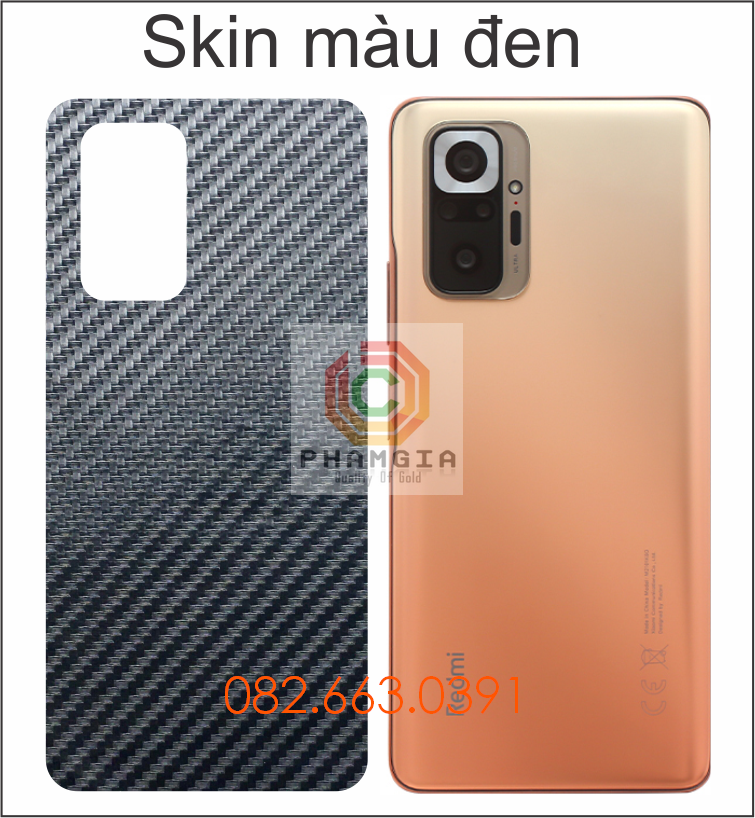 Miếng dán mặt lưng skin carbon Xiaomi Redmi Note 10 / Note 10s / Note 10 Pro (2021)