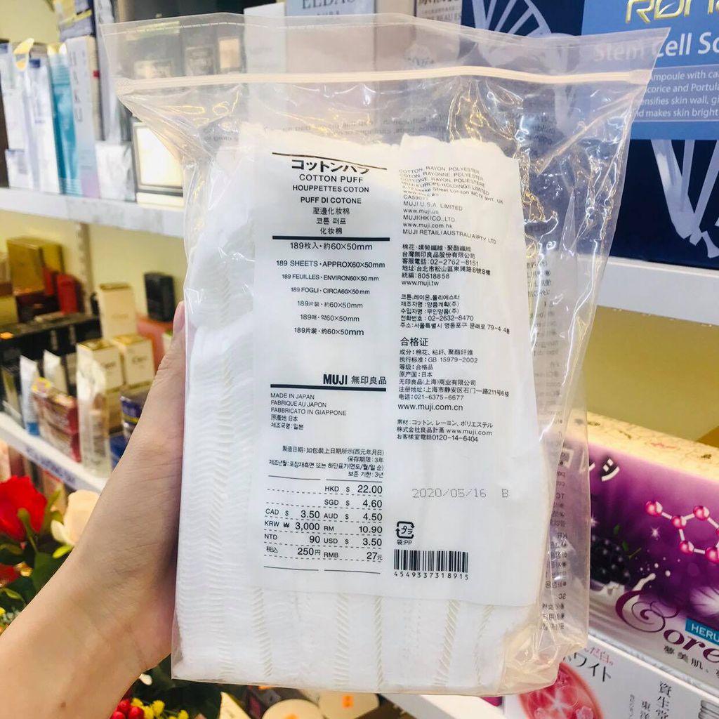 Bông tẩy trang Muji 189 miếng