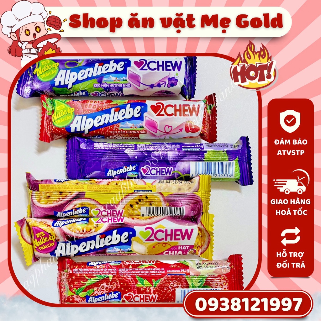 Kẹo Alpenliebe 2chew, kẹo béo mềm các vị (thỏi 24,5g)