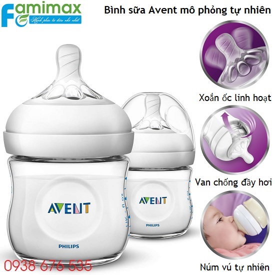Bình sữa Avent Natural 125ml -260ml -330ml ( Được tùy chọn núm)