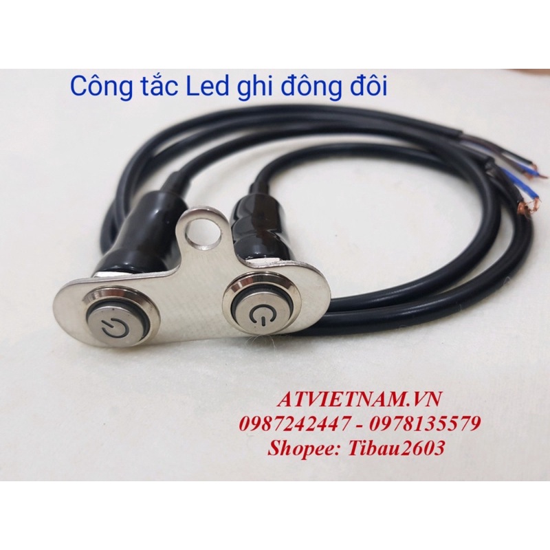 Công tắc LED Ghi đông trần nút đôi - pat thép nút đôi