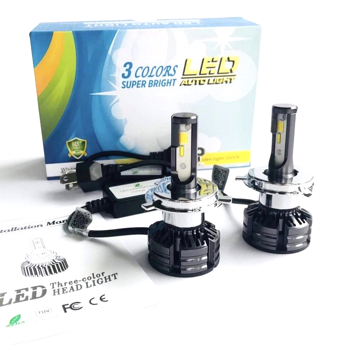 ĐÈN LED F8S   3 MÀU SIÊU SÁNG CHÂN H4 , H11. H7. 9005( giá 1 bóng )