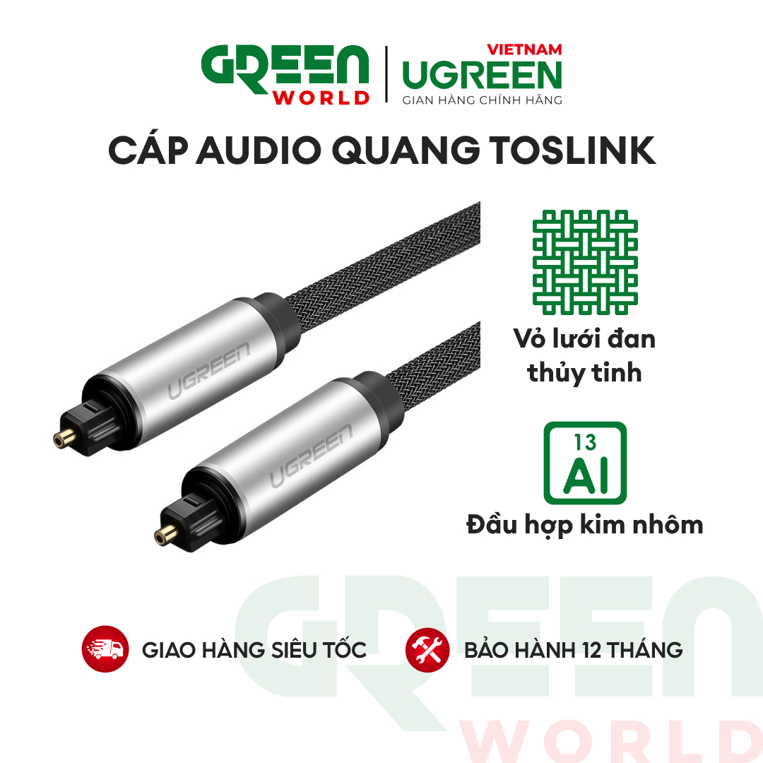 Dây audio quang (Toslink Optical) đầu nhôm UGREEN AV108