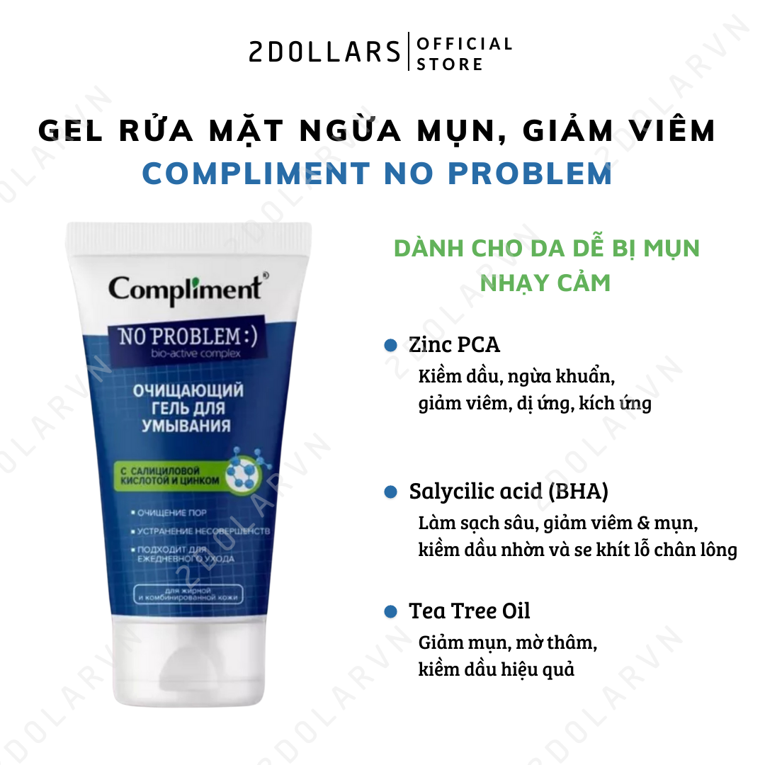 Gel Rửa Mặt Compliment No Problem Giảm Viêm Mụn 200ml