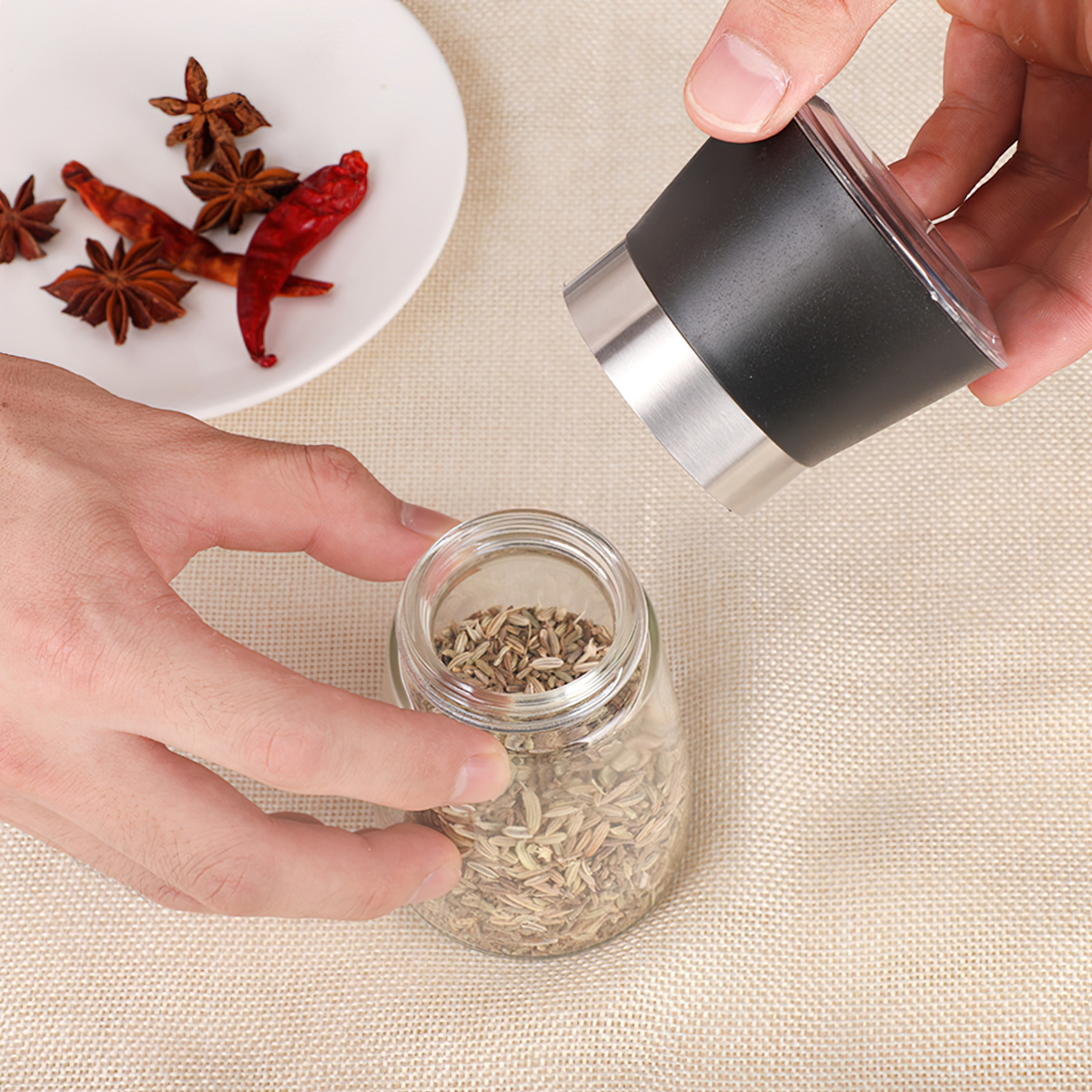 Pepper Mill, Pepper Grinder, Glass Dry Grain Grinder