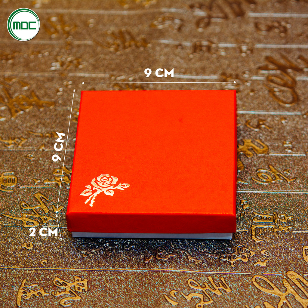 Mộc - Combo 100 Hộp đỏ in hình hoa hồng đựng chuỗi đá phong thủy đựng vòng tay đựng trang sức hộp quà size 9x9x2cm