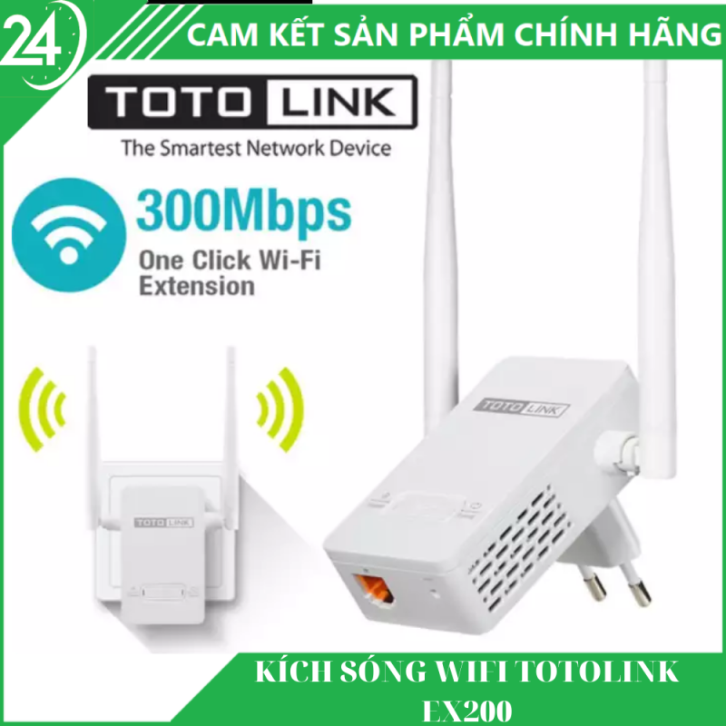[BẢN QUỐC TẾ - BH 12 THÁNG] Bộ Kích Sóng WiFi TOTOLINK EX200 - Thiết Bị Mở Rộng WiFi 300Mbps ,Chuẩn Wifi: IEEE 802.11b/g/n, 2 Râu WiFi 2*2 DBI Antenna 2.4GHZ Giúp Tăng Khả Năng Phát Sóng Xuyên Tường