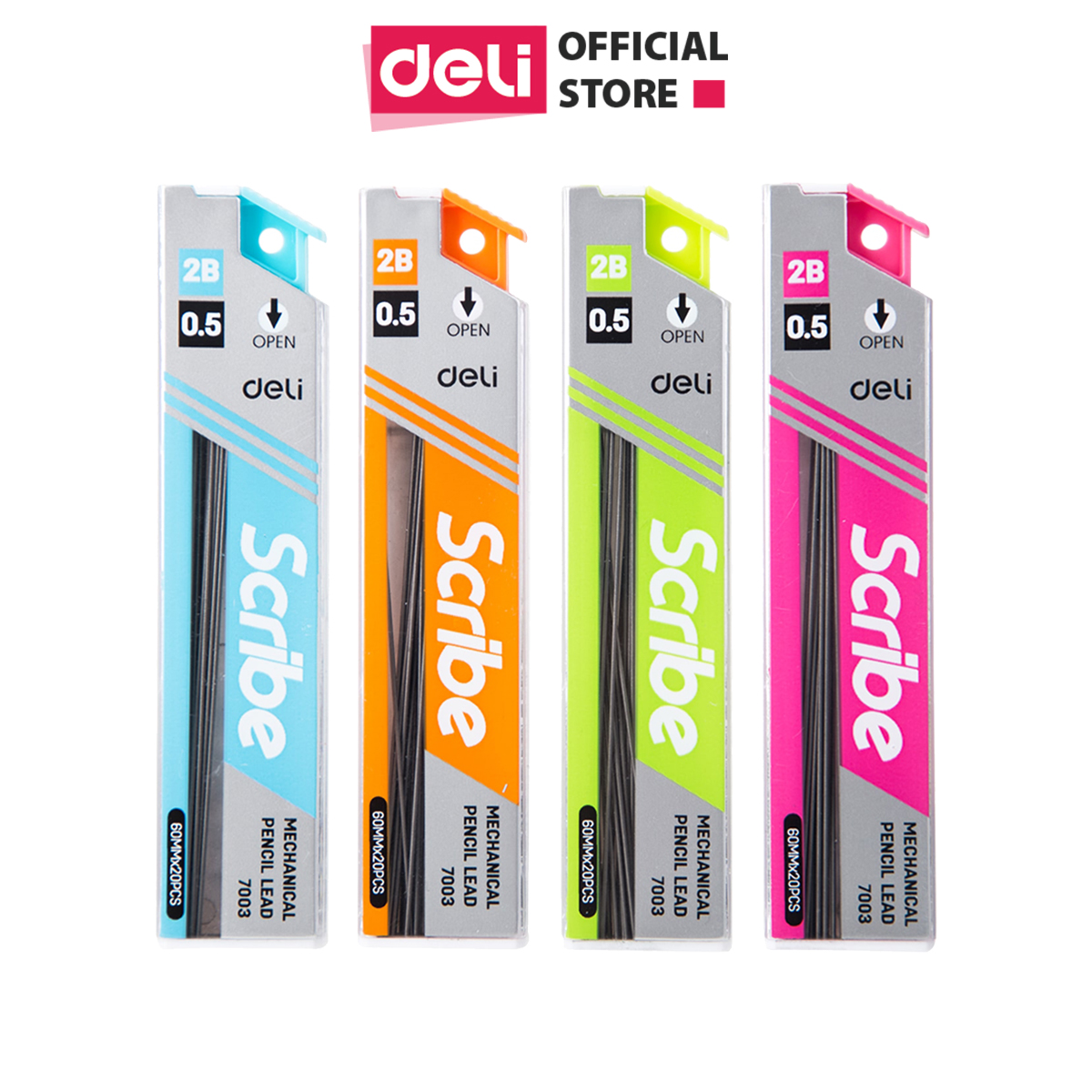 Ruột ngòi bút chì kim 0.5mm Deli, - Xanh dương/Cam/Xanh lục/Hồng - 2 Ống - E7003