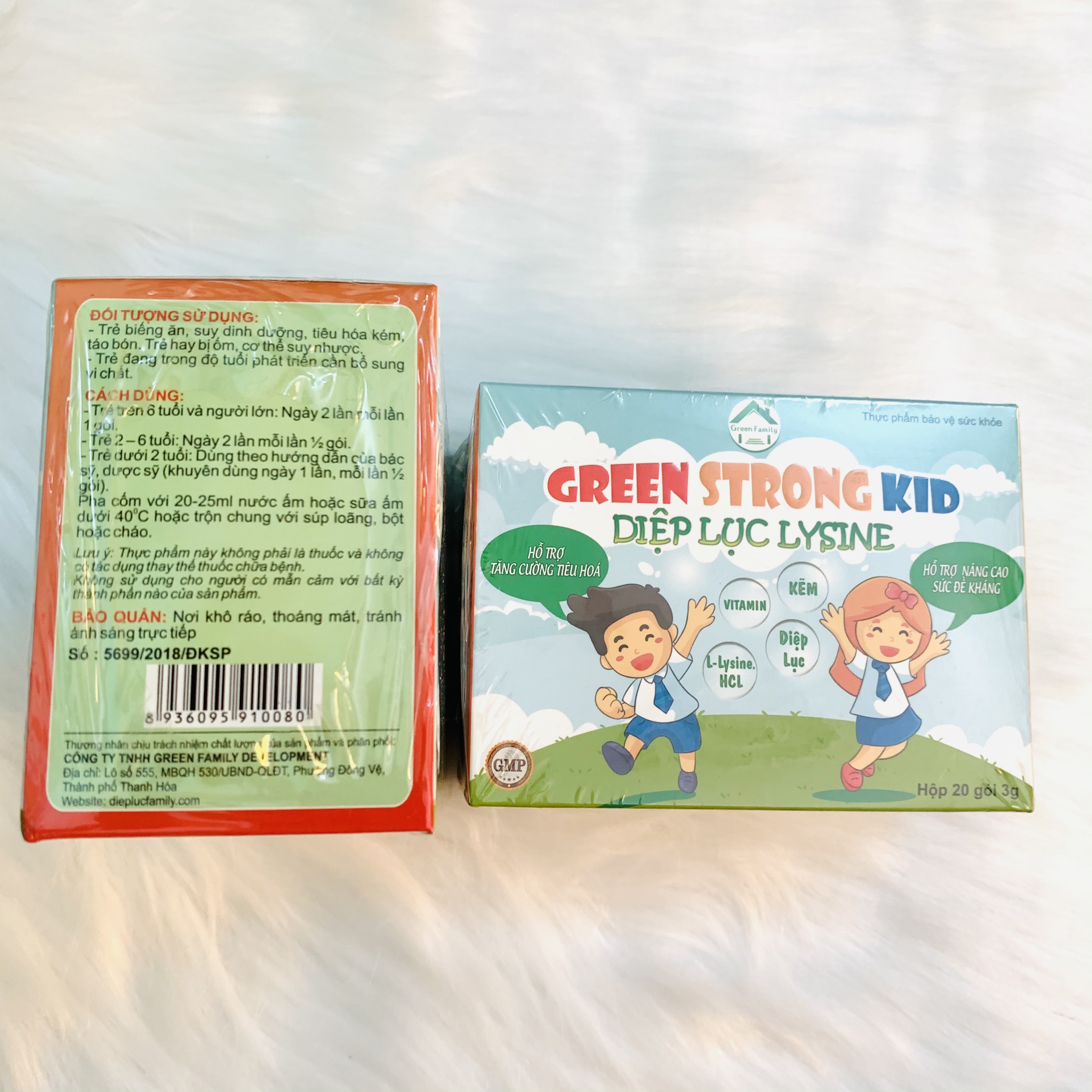 (Sale date 1/2025) Diệp Lục Lysine (Green Strong Kid) Hộp 30 gói
