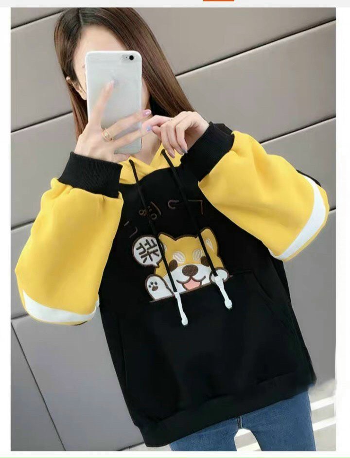ÁO HOODIE NỮ- Áo khoác chui đầu nữ fom rộng in mèo phối nón siêu dễ thương-Chất vải dày dặn lót bông mềm mại ấm áp