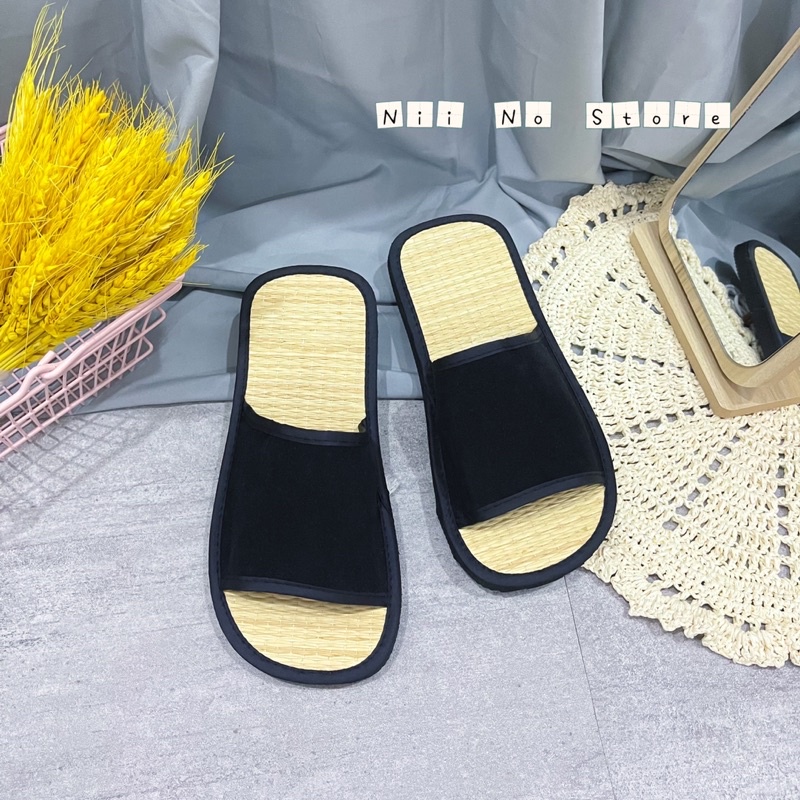 [ND022] Dép chiếu cói quai nhung ngang