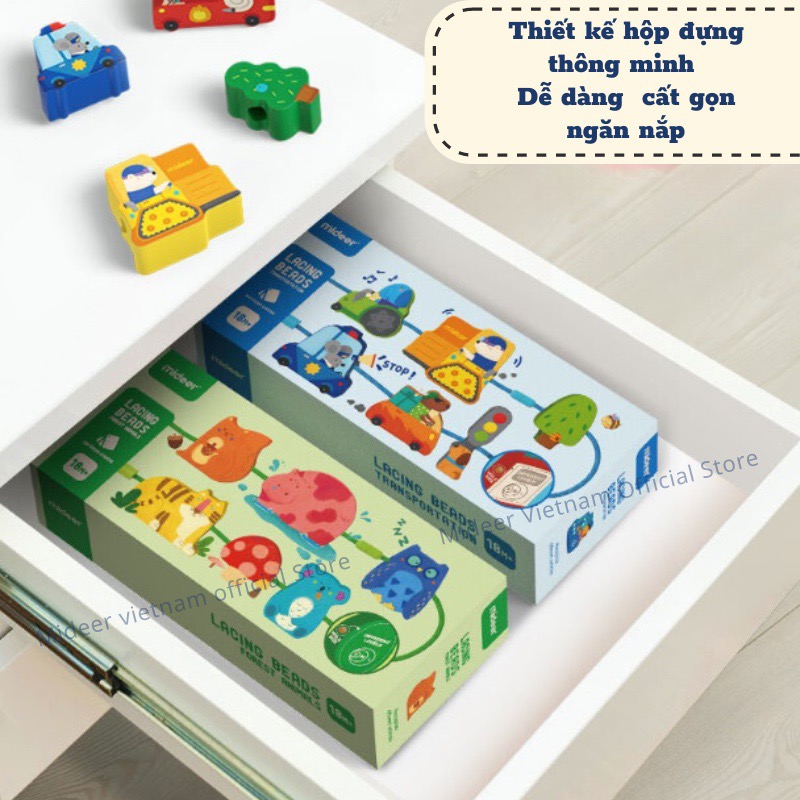 Đồ chơi gỗ xâu hạt tư duy logic Mideer lacing Beads