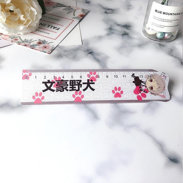 Thước kẻ Bungou Stray Dogs dụng cụ học tập bookmark tiện lợi in hình anime chibi