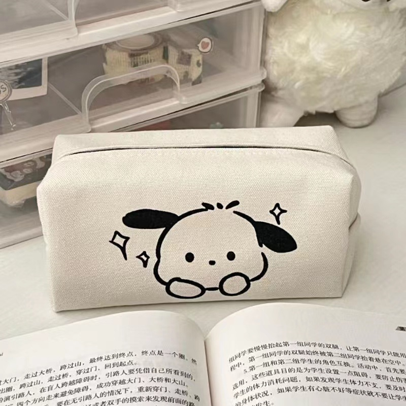 Túi đựng bút vải canvas hình gấu dâu tây phong cách hàn quốc túi đựng bút hình gấu dâu tây dễ thương tb003 mom ky