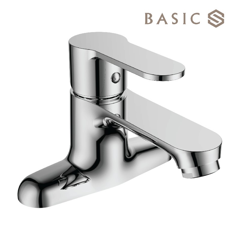[SALE MẠNH] Vòi chân kép Lavabo Nóng lạnh Basic BW 601V3 Đồng mạ (Tặng kèm bộ xả Lavabo)