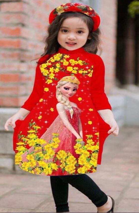 [HCM]ÁO DÀI CÁCH TÂN BÉ GÁI CÔNG CHÚA ELSA DỄ THƯƠNG ( TẶNG KÈM MẤN ĐỘI ĐẦU )
