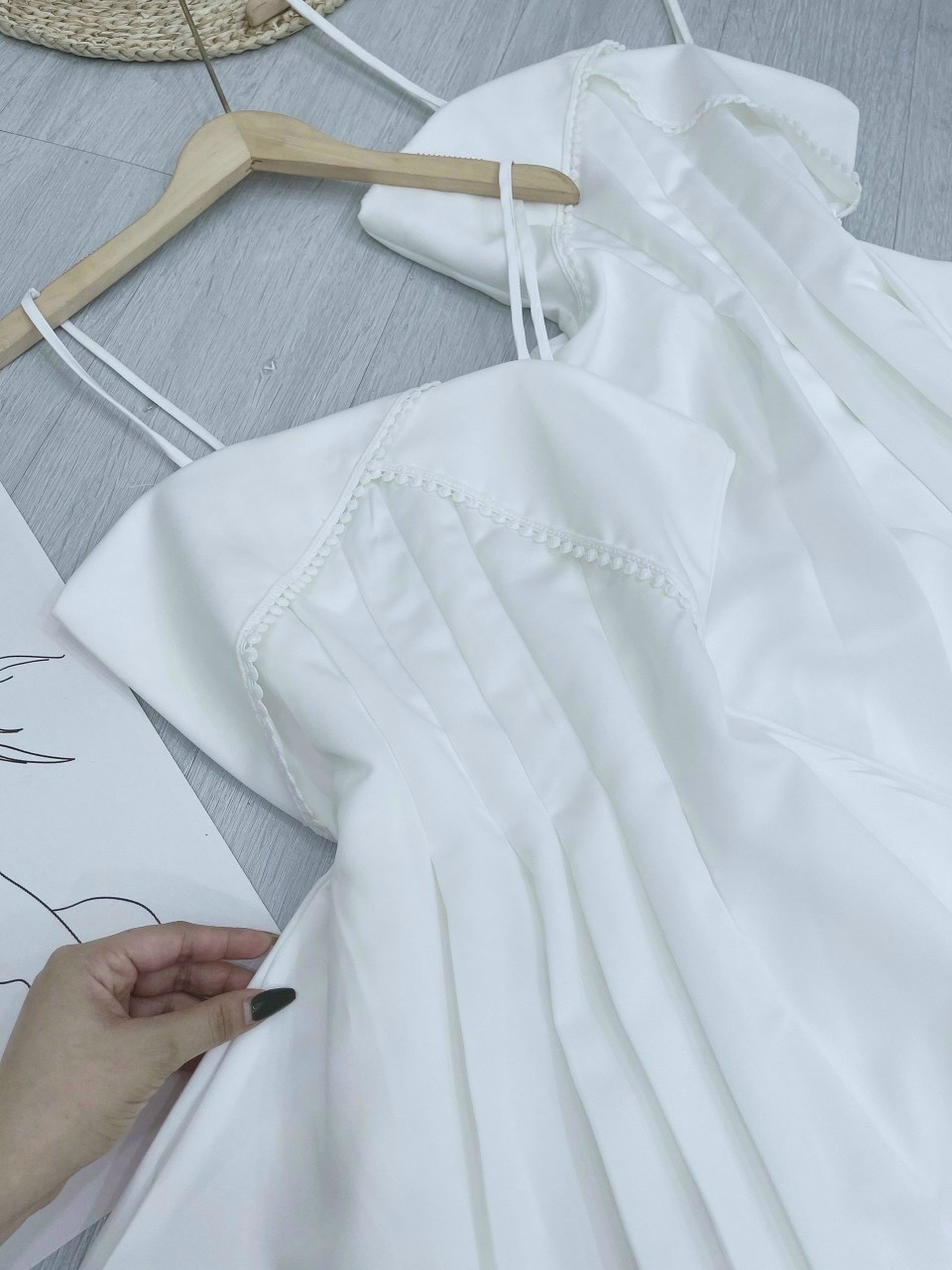 [Mới] Đầm Dự Tiệc 2 Dây Phối Ren Ngực (Có Mút)