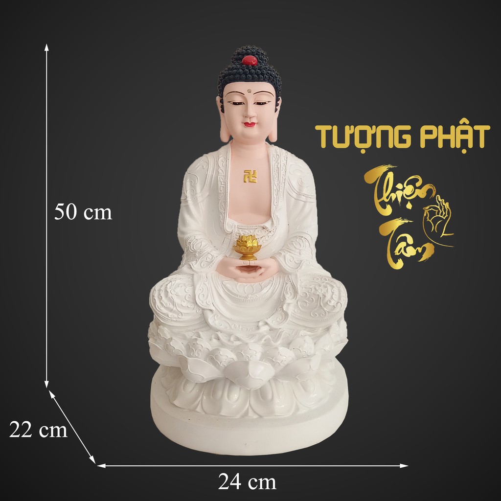 Tượng phật a di đà cao 50cm – ngồi – màu trắng 029tn-pdd