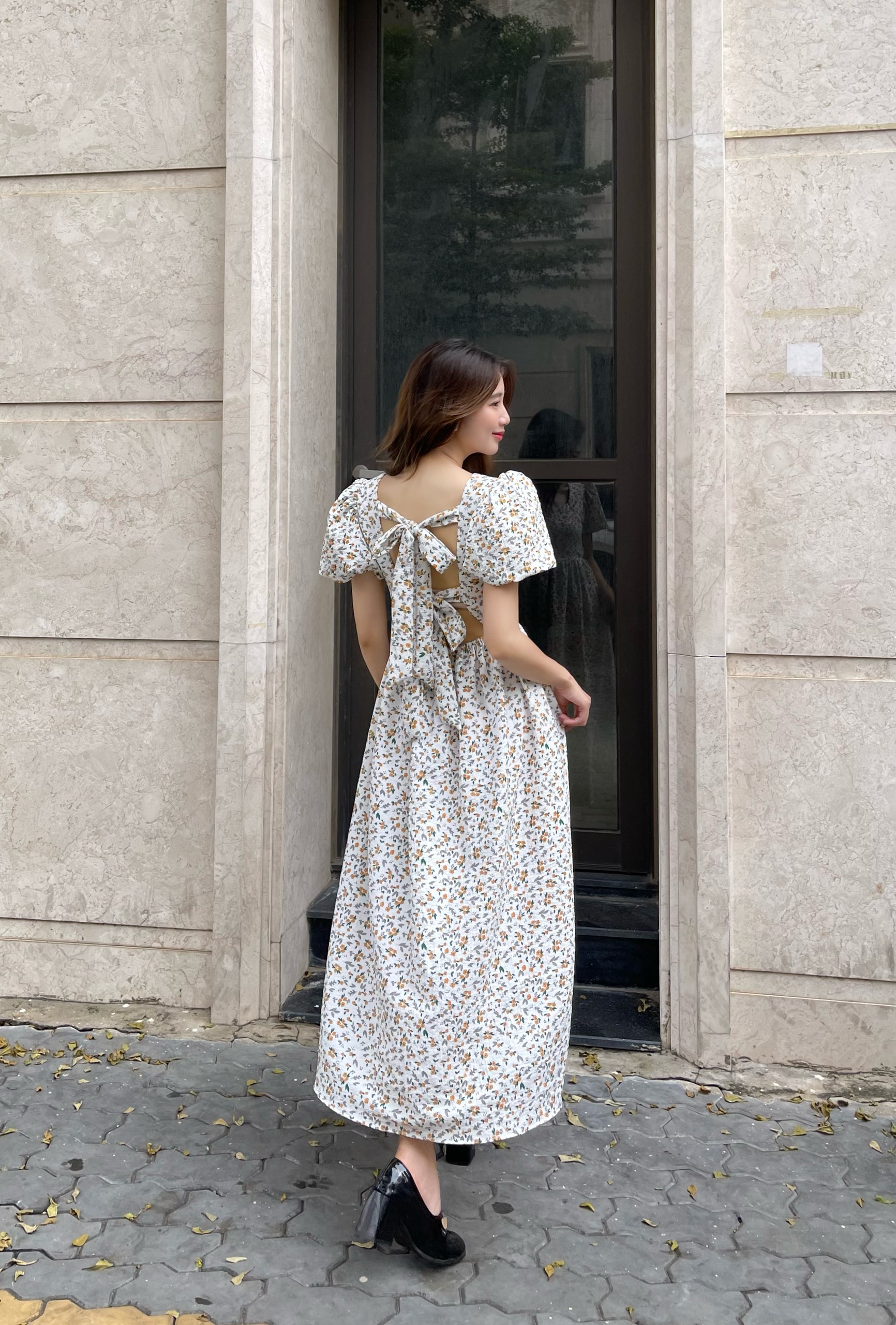 MIỀU_ĐẦM DÀI TAY PHỒNG KHOÉT EO EVIE
