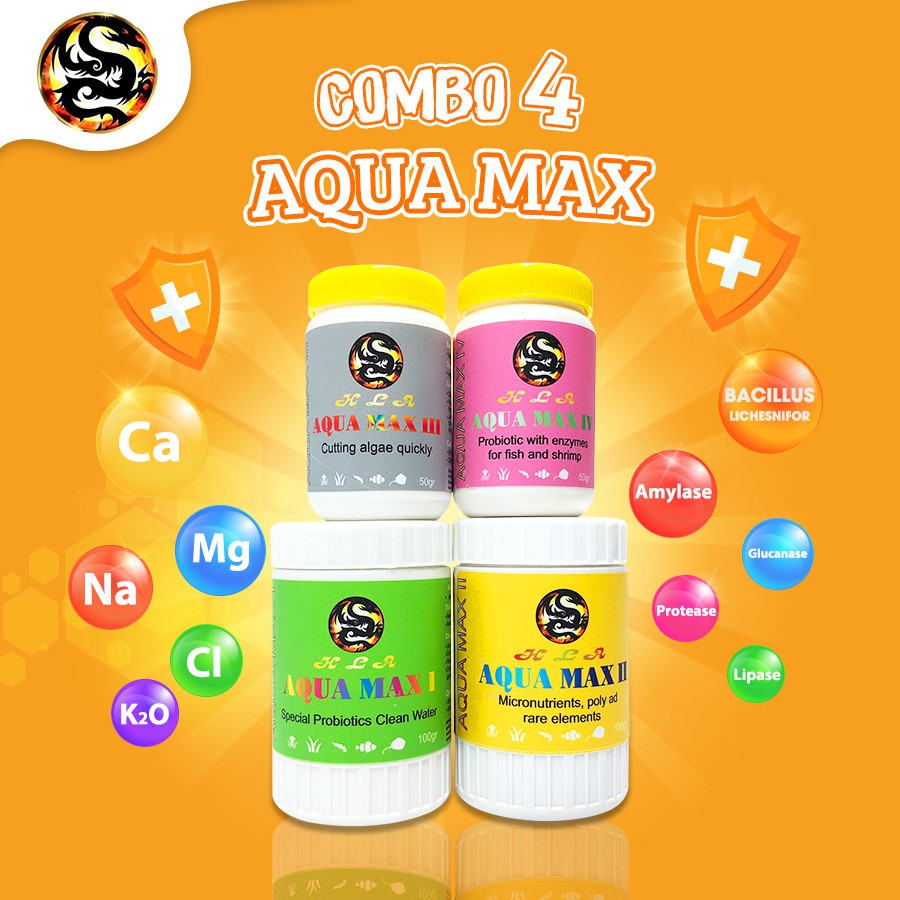 Combo 4 Chai Aqua Max Hoàng Lam 1,2,3