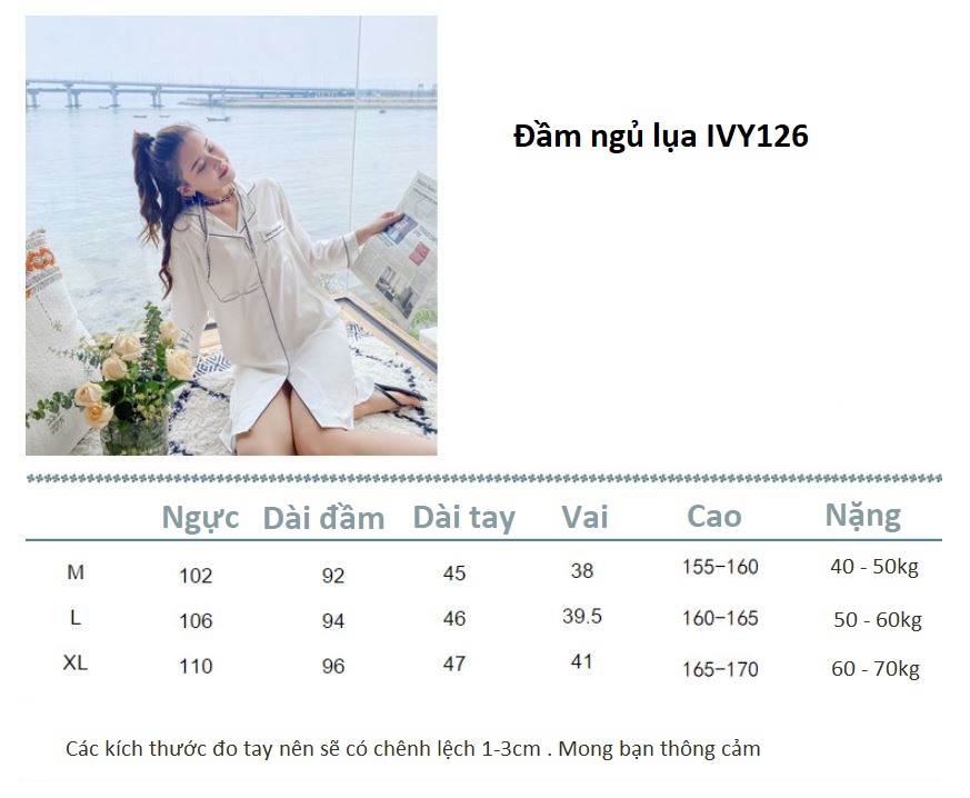Đầm ngủ lụa Satin Ivysweethome ✽ IVY126