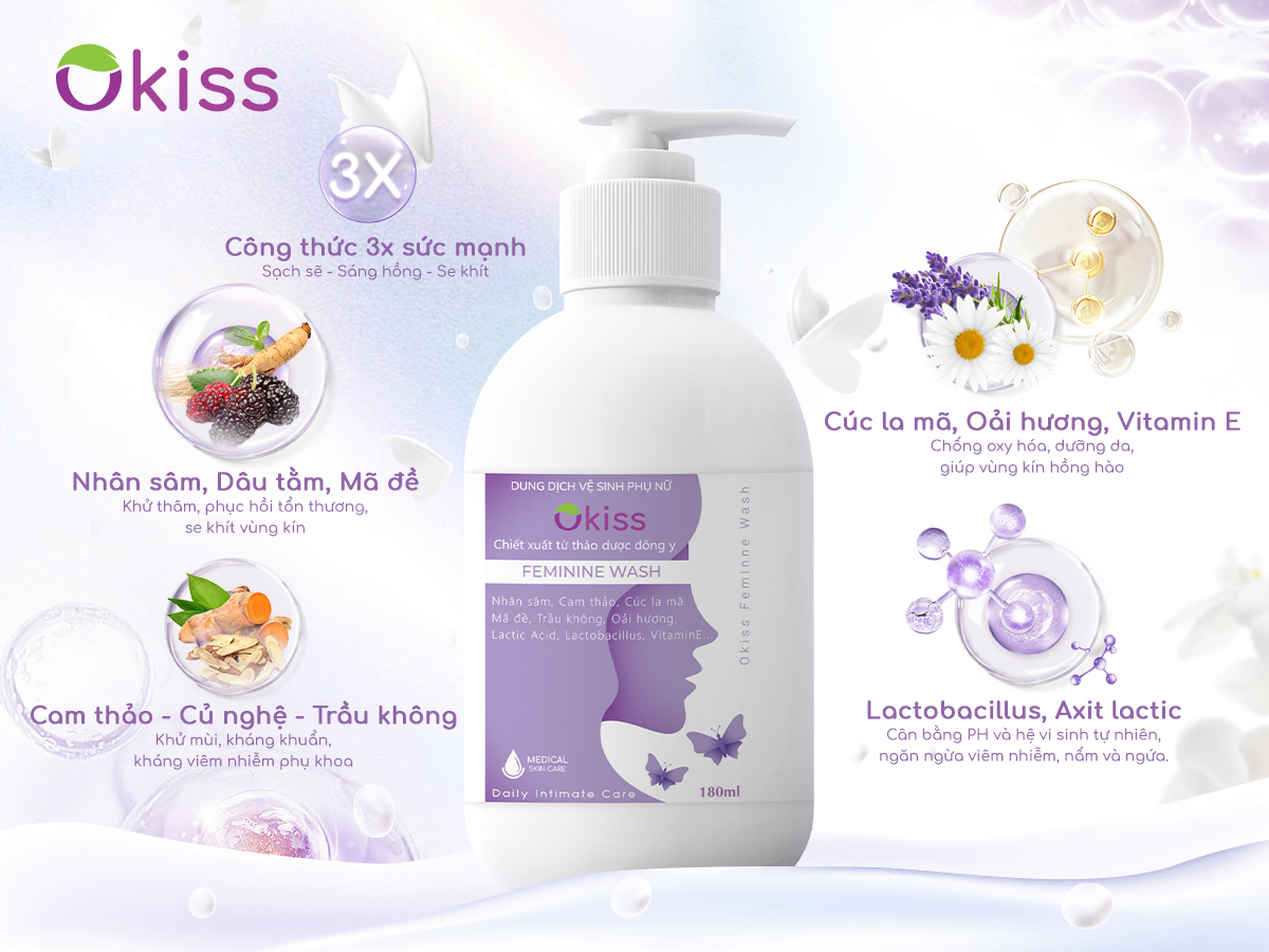 Combo 3 Chai Dung Dịch Vệ Sinh Phụ Nữ Okiss