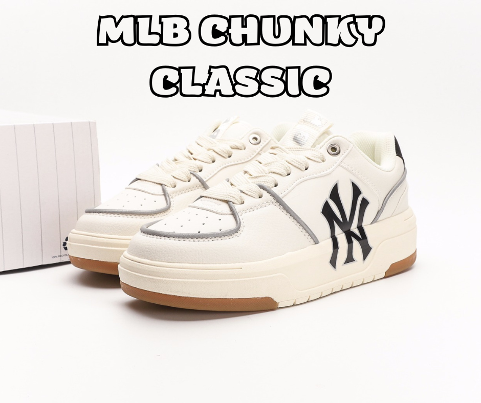 Giày MLB Chunky Liner Mid Classic Monogram New York Yankees Black Like Auth  rep 11  Roll Sneaker