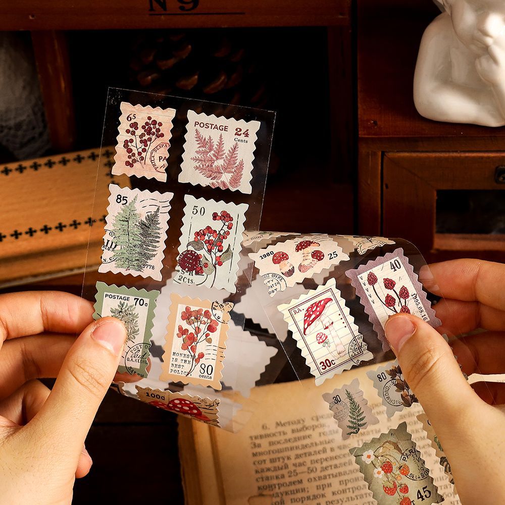 Dải sticker stamp thư vintage trang trí phong bì thư