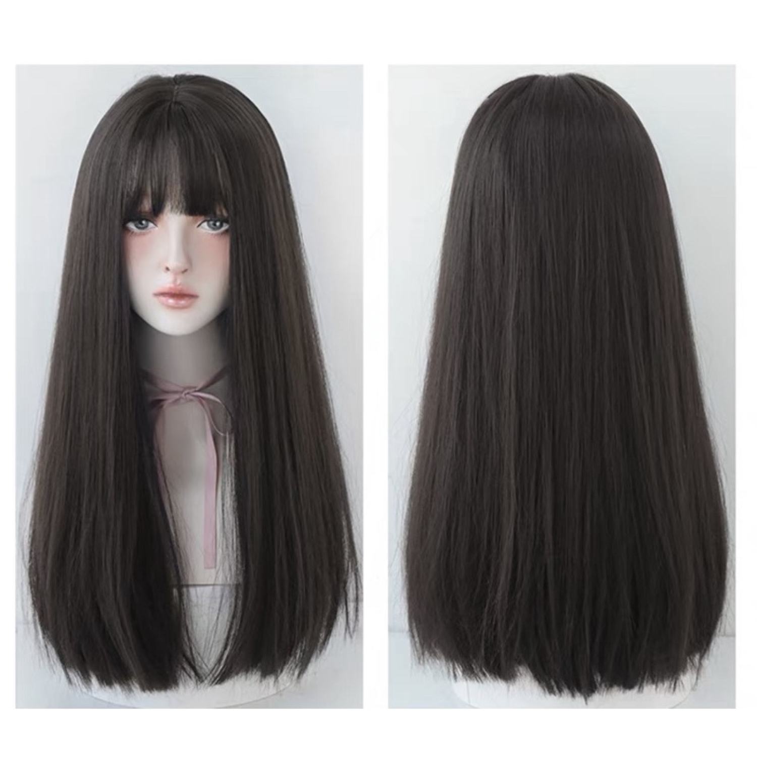 Tóc giả nữ nguyên đầu - cả đầu thẳng dáng dài chất sợi tơ cao cấp tặng wig đội tóc, z7007