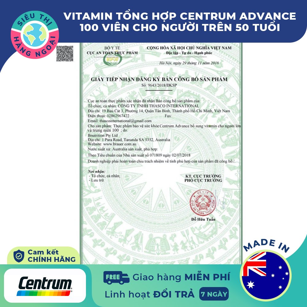 vitamin tổng hợp cho người trên 50 tuổi centrum advance 50+ lọ 100 viên 8