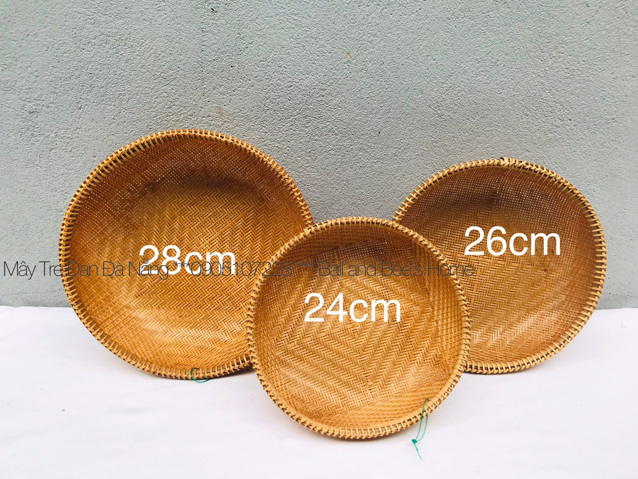 Rổ Tre Tròn Đan Có Đế Cao Cấp/ Đựng Rau Củ, Hoa Quả Decor Trang Trí Không Gian Bếp Cho Gia Đình, Nhà Hàng Quán Cafe/ Phong Cách Đơn Giản, Tinh Tế Sang Trọng/ Kích thước D24, D26,D28cm