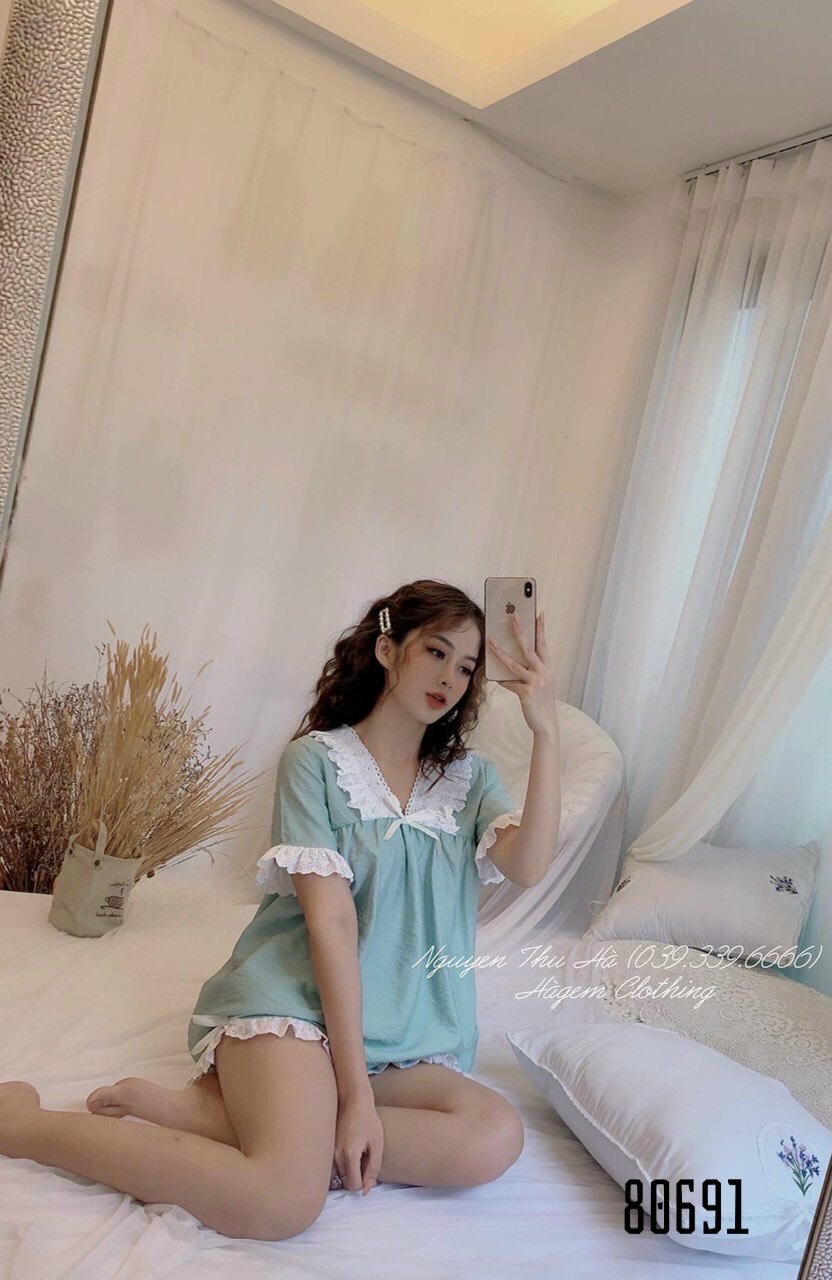 Set bộ đồ ngủ nữ quần lửng áo ngắn cực xinh