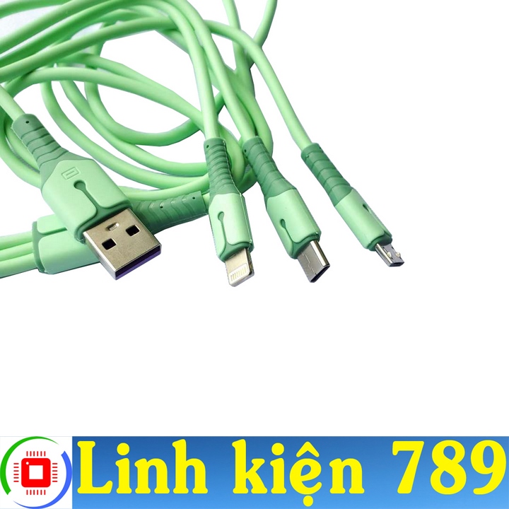 Dây cáp sạc điện thoại Type C Lightning Micro USB dài 1.5m cáp USB to TYPE C LIGHTNING MICRO USB- Linh Kiện 789