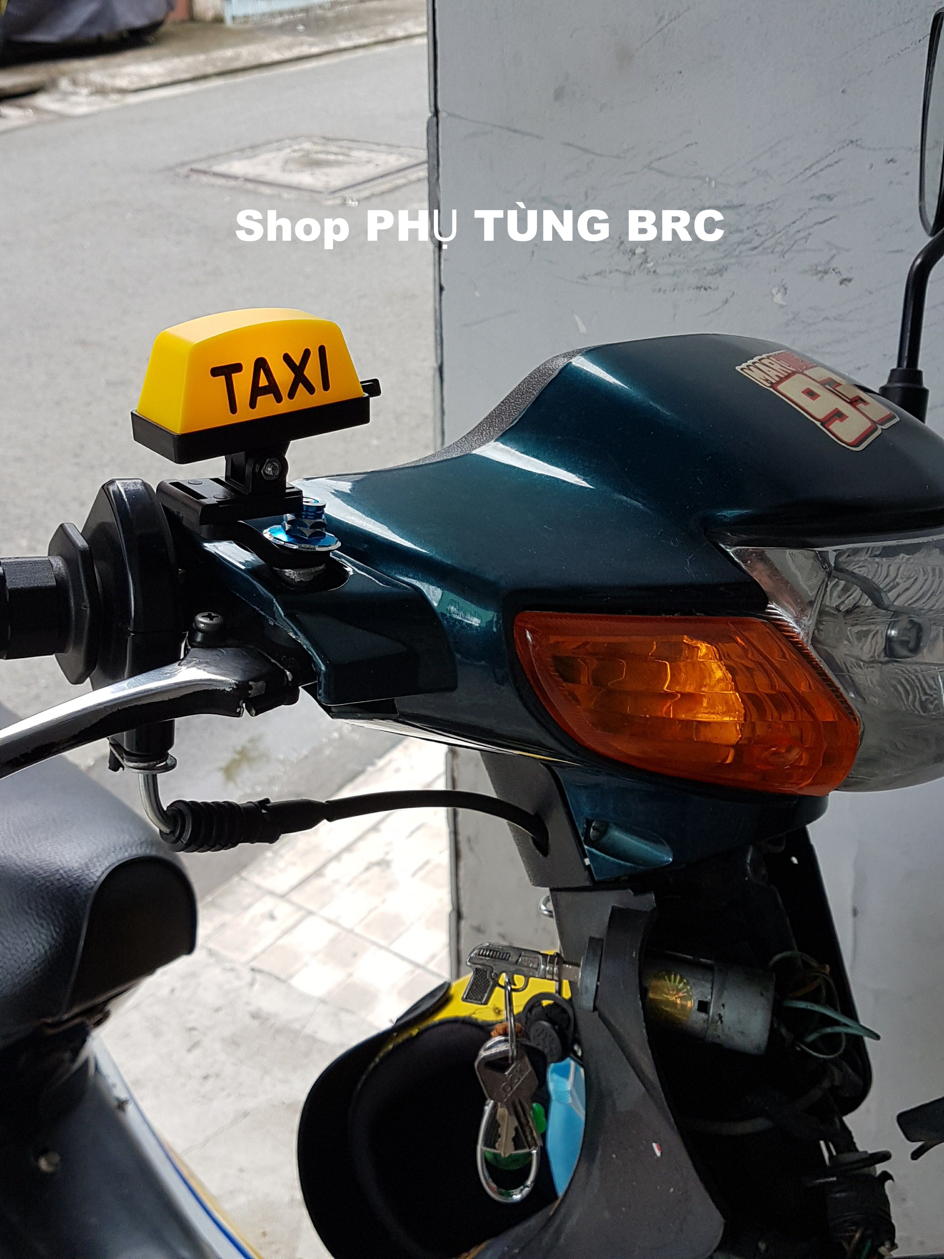 Đèn LED TAXI gắn chân kiếng xe máy ( đèn có 4 chế độ sáng, dùng pin sạc, kèm dây sạc cổng USB)