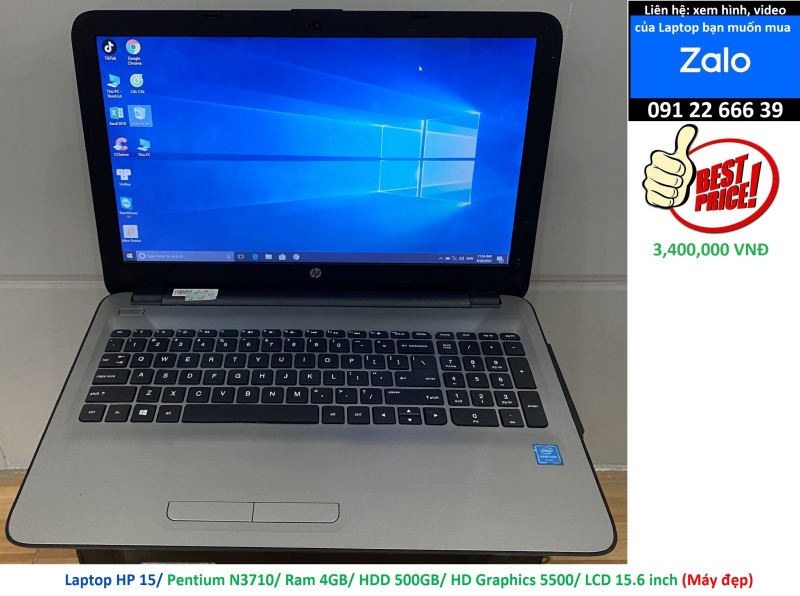 Laptop HP 15/ Pentium N3710/ Ram 4GB/ HDD 500GB/ HD Graphics 5500/ LCD 15.6 inch (Máy đẹp)
