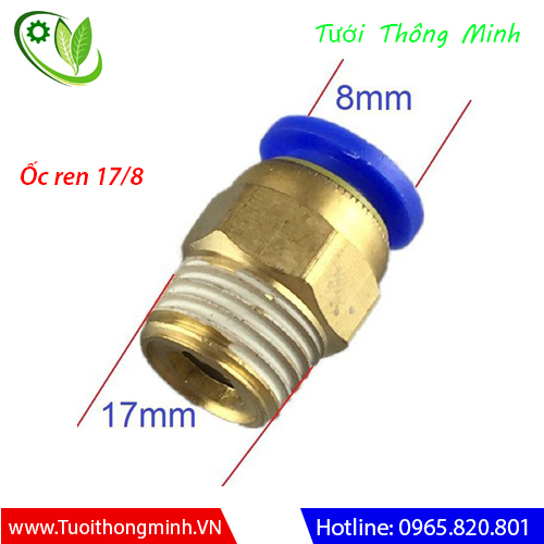 Ốc ren ngoài 17 chuyển ống 8,10,12mm