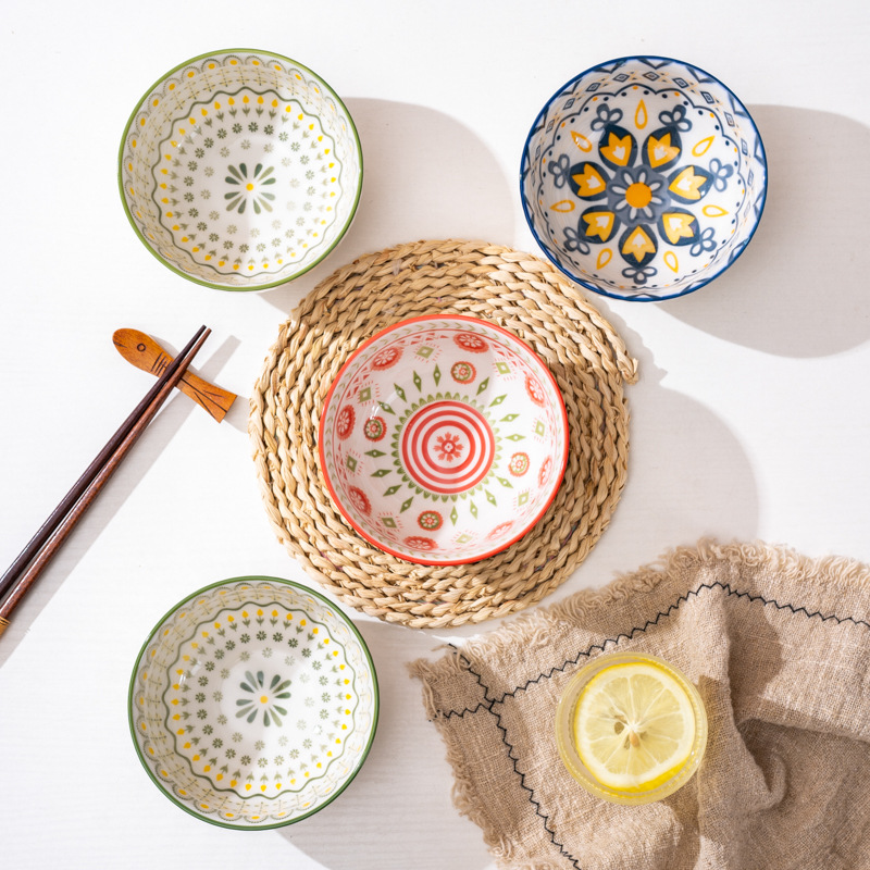 [CLIP HÌNH THẬT] Chén Bát Ăn Cơm Họa Tiết Bohemian Siêu Xinh, Chén Bát Decor Kiểu Mới