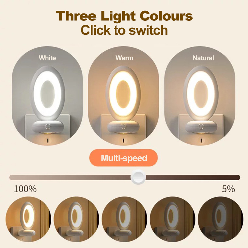 Vimite 3-color đèn ngủ điều khiển từ xa shine 350° rotating đèn ngủ cắm điện soft eye protection sleep atmosphere đèn phòng ngủ Socket Kids đèn bay phòng Decoration Baby Socket Lighting Switch