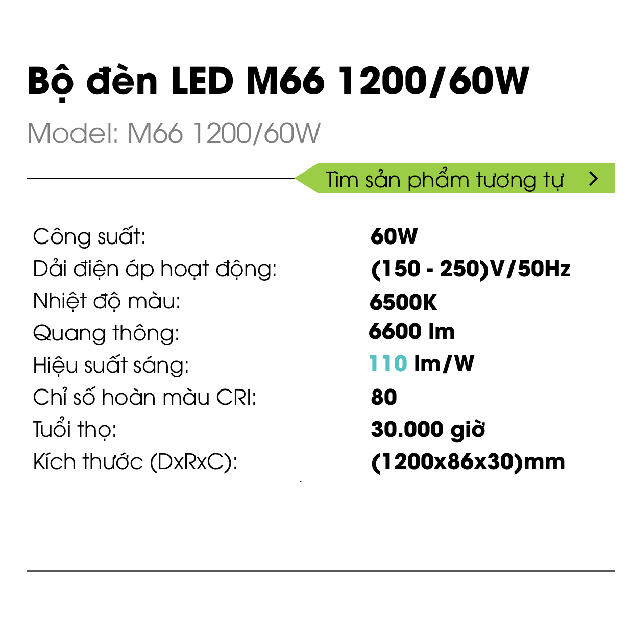 Bộ đèn led M66 60w Rạng Đông dạng tuýp thanh