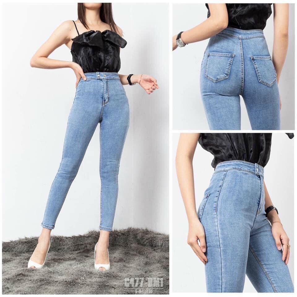 Quần jean nữ cạp lệch 2 khuy mẫu mới