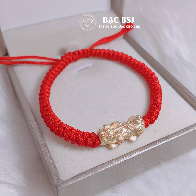 Vòng tay chỉ đỏ tỳ hưu. Bạc BSJ - VCD08