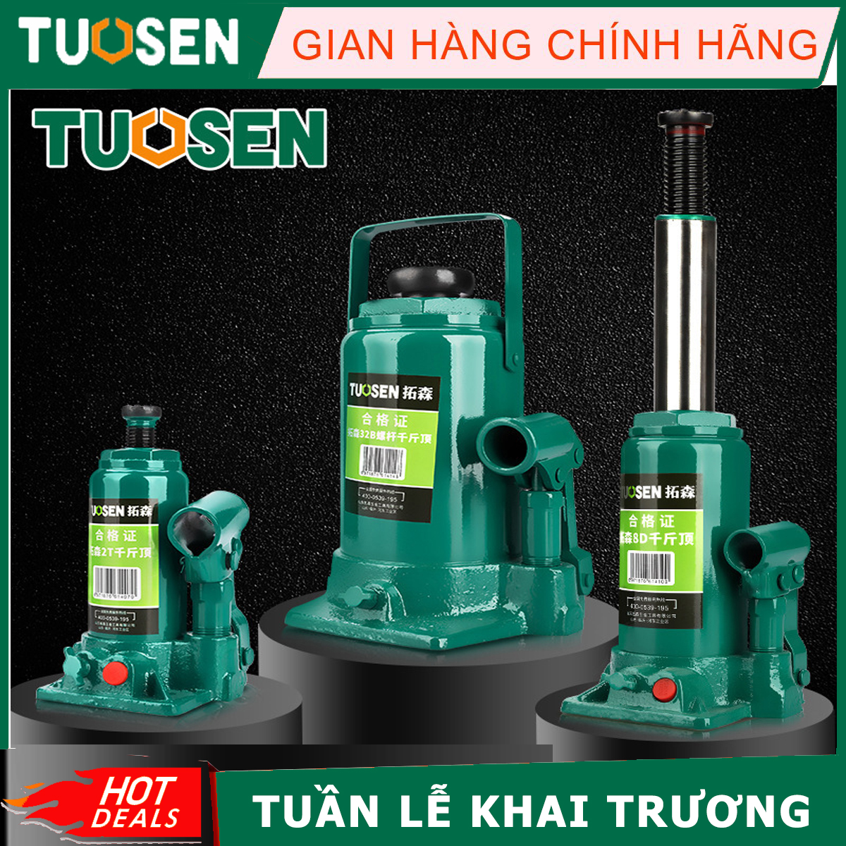 Con đội thủy lực nâng gầm ô tô, kích thủy lực từ 2 tấn - 50 tấn - tuosen