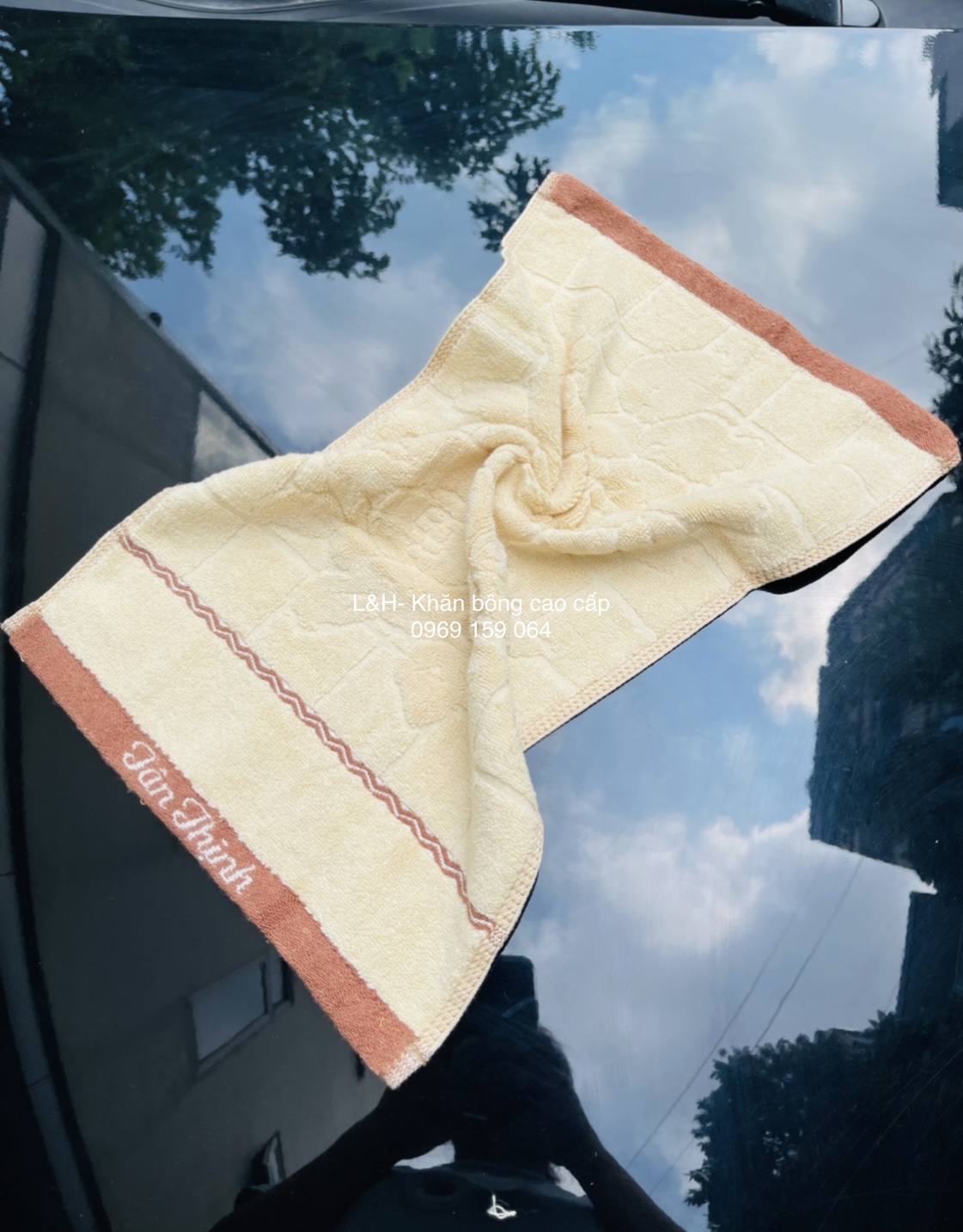 Khăn mặt hoa nở chìm cao cấp Tân Thịnh, kt 30x 50cm