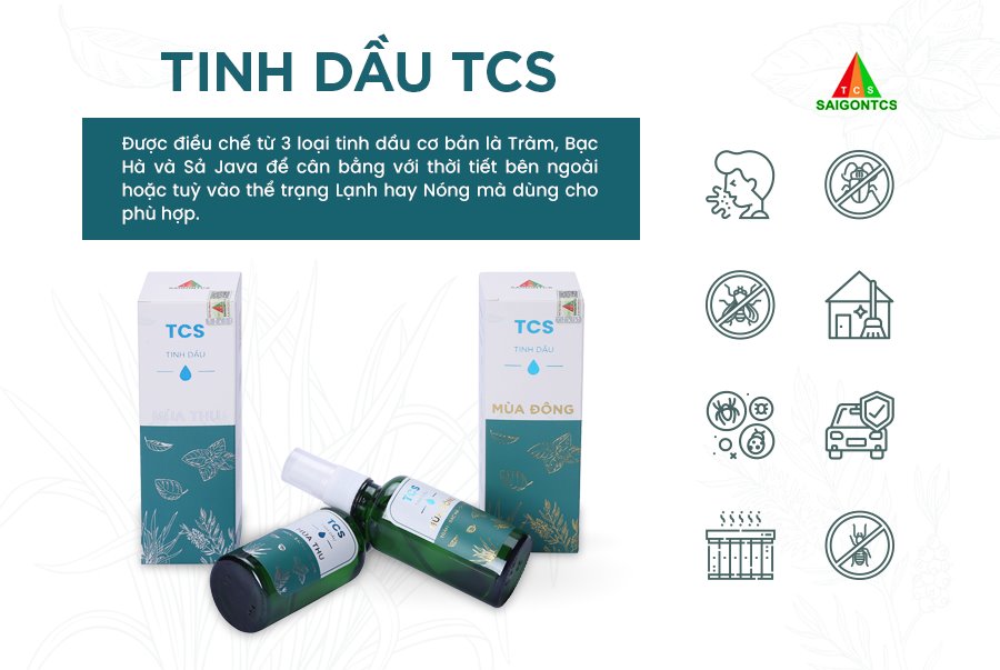 TINH DẦU THIÊN NHIÊN MÙA THU - Chai 50ml - Tràm, Bạc Hà và Sả Java - Sài Gòn TCS- NGĂN NGỪA VIÊM MŨI, VIÊM MŨI DỊ ỨNG Đuổi muỗi, thơm phòng