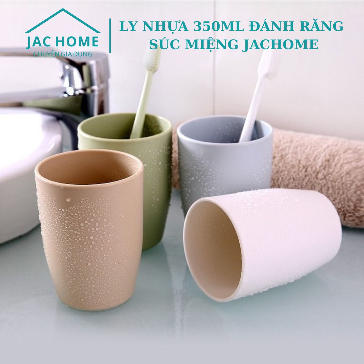 [FREESHIP] Ly nhựa 350ml đánh răng súc miệng JacHome