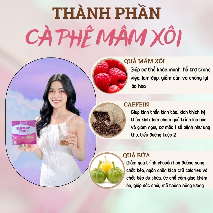 [Chính Hãng] Cà Phê Mâm Xôi Giảm Cân Raspberry Coffee