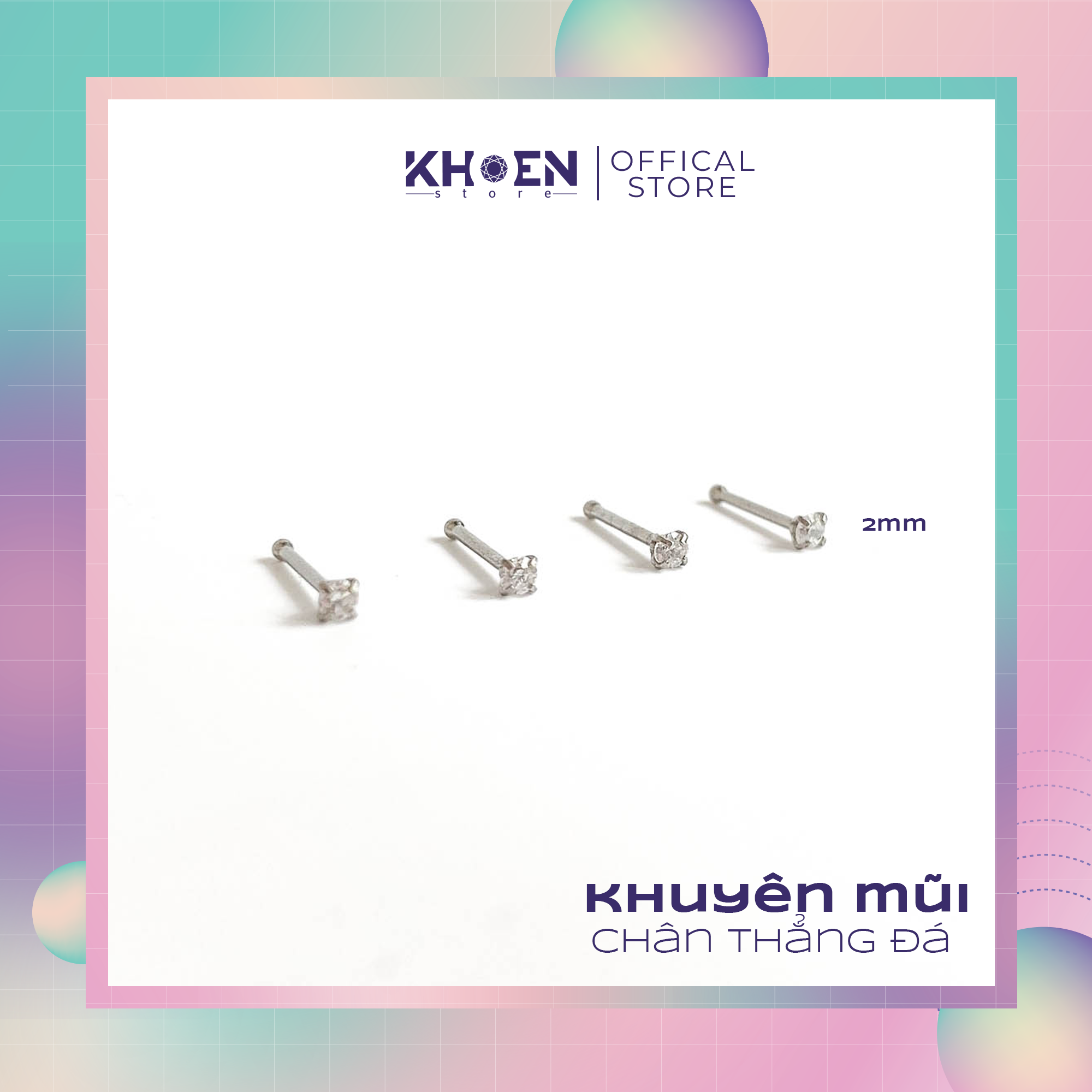(1 Chiếc) Khuyên Mũi Đá chấu thân thẳng - Khoen Store