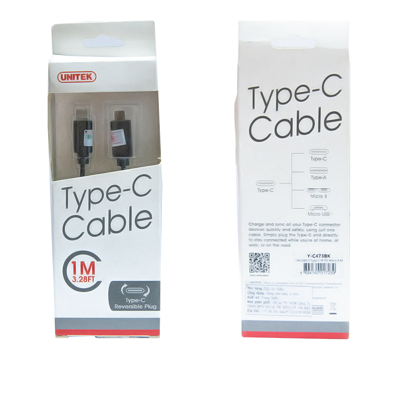 Cáp USB-C sang Micro USB 1 mét Unitek Y-C473BK
